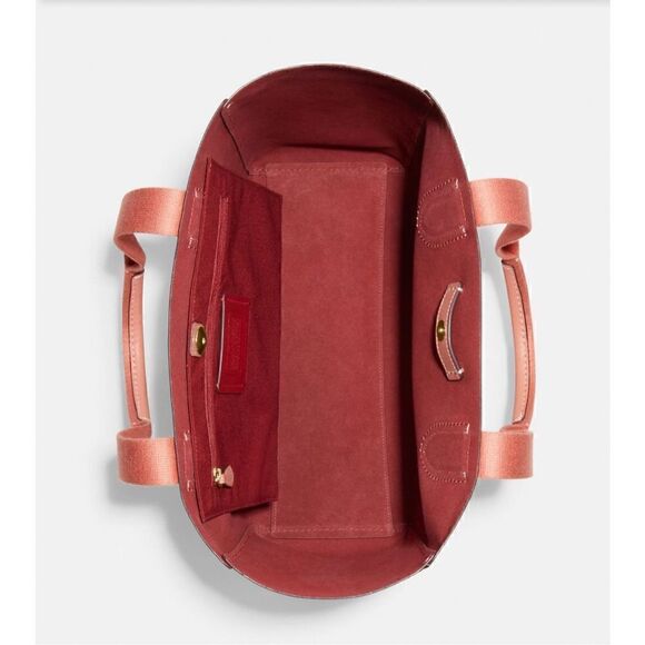 🆕🔥NWT! Coach DERBY Tote Handbag Pebble Leather Coral Msrp:$350.00 - Picture 10 of 12